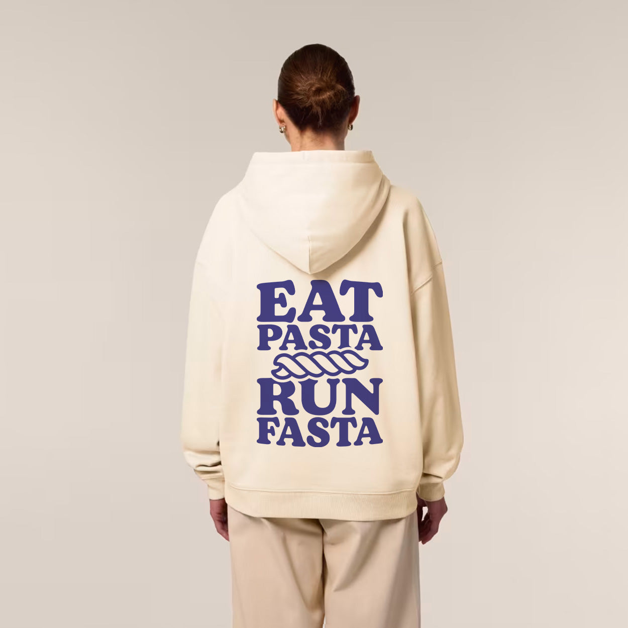 Eat Pasta Run Fasta Hoodie Cream