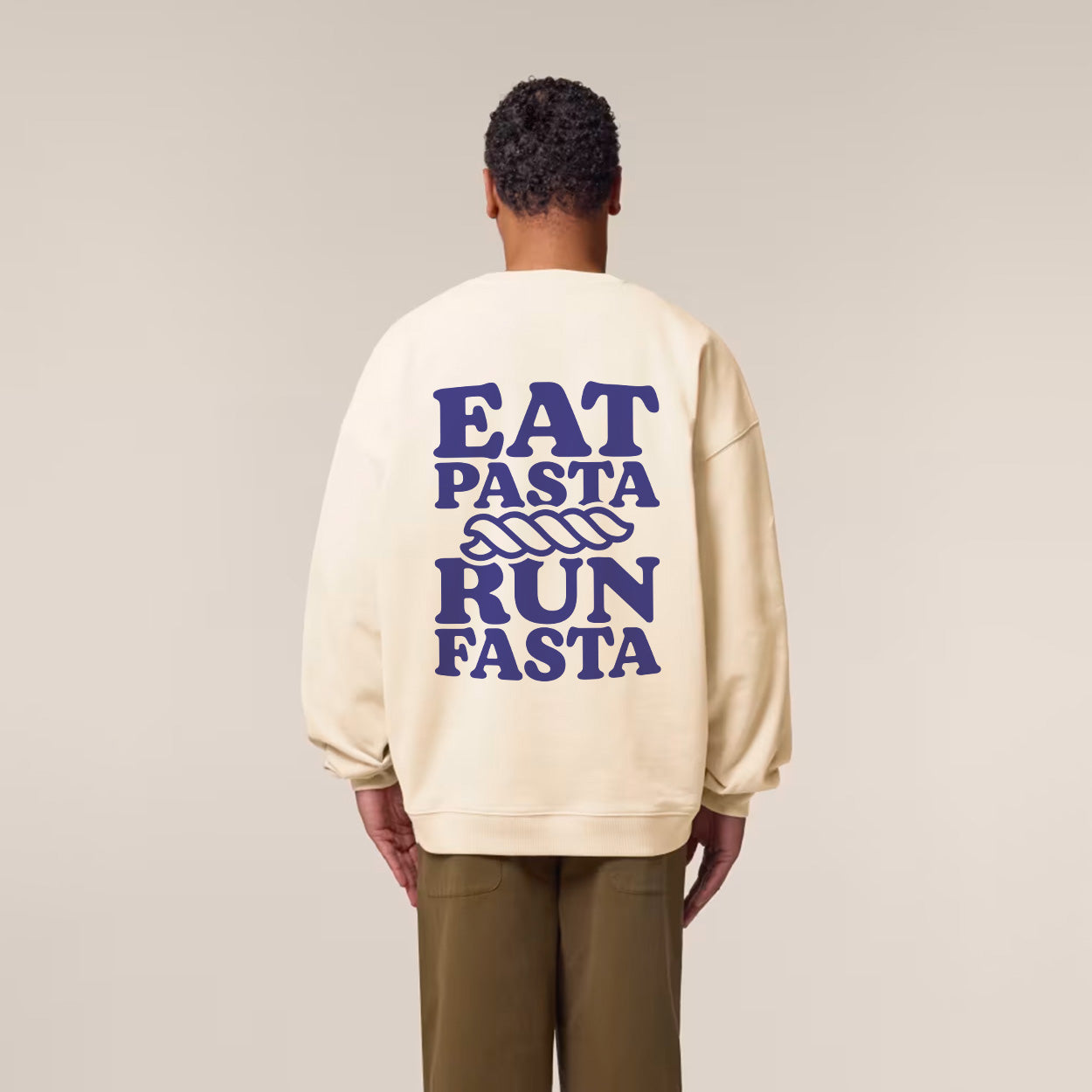 Eat Pasta Run Fasta Sweatshirt Cream